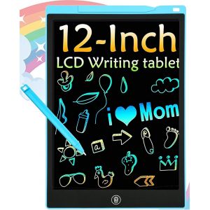 KALANKA-Tablette D'écriture LCD Tablette de Dessin Colorée de 12 Pouces pour Enfants, 4 12 Jouets pour Filles Garçons, Cadeaux Effaçables Et réutilisables, Jouet d'anniversaire de Noël pour Enfants - Neuf