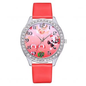 Mignon No&euml;l Motif Casual Analogique Affichage Pu Sangle Quartz Femmes Montre Cadeau (Rouge) - Neuf