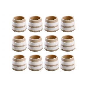 Lot de 12 prot&egrave;ge-pieds de chaise en TPR, couleur caf&eacute; - Neuf