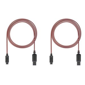 Hljhj-2x Câble De Recharge Pour Nintendo Switch/Type Usb-C Avec Revêtements Textile Pour Manette Nintendo Switch, Tablette Et Smartphone Compatible; 3m De Long ¿ Rouge Et Gris - Neuf