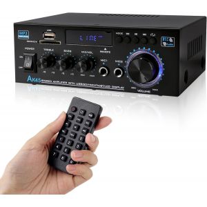 800W Amplificateur Audio Stéréo, Bluetooth 5.0 À 2 Canaux Rms 40W X2 Récepteur Audio Stéréo, Usb, Sd, Fm, Micro Pour La Maison Ou La Voiture - Neuf
