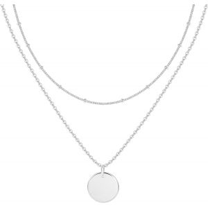 Kal-Collier Superposé En Or Et Argent Pour Homme Et Femme Avec Pendentif Plaqué Or 14 Carats, Bijoux Tendance, Cadeau Pour Sa Femme, Petite Amie, Maman - Neuf