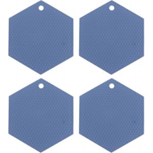 KALANKA-Lot de 4 dessous de plat hexagonaux en silicone résistant à la chaleur pour comptoir, cuisine, plats chauds, casseroles et poêles, bleu nordique - Neuf