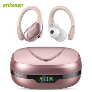 Écouteurs Sans Fil Sport Bluetooth 5.3, Micro Antibruit, Hi-Fi Stéréo 75H, Affichage LED USB-C, IPX6 ¿ Rose - Neuf