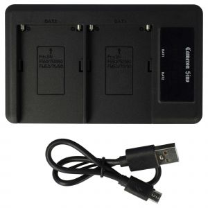 vhbw Chargeur double compatible avec Sony DCR-TRV355, DCR-TRV355E, DCR-TRV360, DCR-TRV361 cam&eacute;ra cam&eacute;scope action-cam - Station + c&acirc;ble micro-USB - Neuf