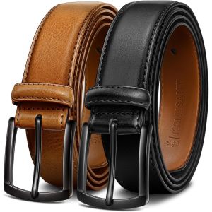 Cauc-Ceinture Homme 2 Paquet, Ceinture Cuir Pour Jeans Travail D&eacute;contract&eacute;e,31mm,Taille Fixe - Neuf