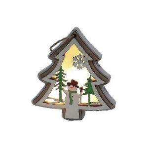 No&euml;l en Bois Lumineux de D&eacute;coration d'&eacute;clairage Suspendus Ornements Bell/Sac-Cadeau/Star/Arbre de l'Arbre de No&euml;l Pendentif Accroch&eacute; w - Neuf