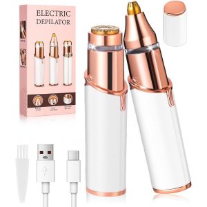 &Eacute;pilateur Visage Pour Femmes,2 En 1 Epilateur Sourcils Electrique Femme,Epilateur Sourcil Femme Rasoirs,Epilateur Rasoir Sourcil,Pour Le Visage Et Le Corps,Avec Lumi&egrave;re,Usb Rechargeable - Neuf