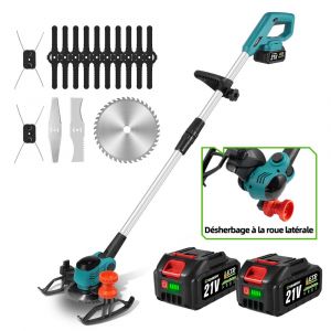 Coupe-bordures sans fil 15 cm, Coupe-herbe avec 2 x 21V batteries et 15pcs tondre accessoires - Neuf