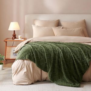 Kyaoayo-Couverture Douillette En Peluche - 150 X 200 Cm - Vert Uni - Douce Et Épaisse - Pour L'hiver - Chaud - Toucher Cachemire - Pour Canapé, Lit, Canapé - Neuf