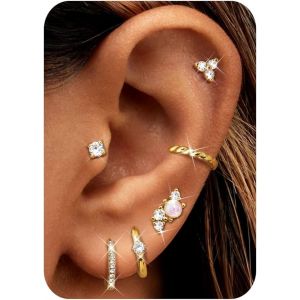 Kal-Boucles D'oreilles En Or Hypoallergénique Boucles D'oreilles À Dos Plat Boucles D'oreilles Cartilage Pour Boucles D'oreilles À Dos Plat - Neuf