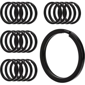 KAL-30 Pcs Anneau Porte Clé, 25Mm Anneaux Porte Clé Ronds Plate, Pour Les Cles, Bricolage, Artisanat (Noir) - Neuf