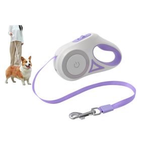 Laisse R&eacute;tractable Pour Chien Avec Led 5 M Et Lumi&egrave;re Rgb - Violet - Neuf