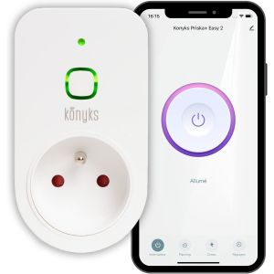 Prise connect&eacute;e Priska+Easy FR - WiFi + BT, 16A, 3680W, compteur de consommation, compatible Alexa et Google Home, automatisations faciles - Neuf