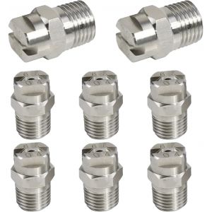 MEVRONISSHOP-Lot de 8 buses de pulv&eacute;risation haute pression de 65 degr&eacute;s, buse de ventilateur haute pression pour balai &agrave; eau et nettoyeur, pointe de pulv&eacute;risation d'ouverture de 1,3 mm, raccord file - Neuf