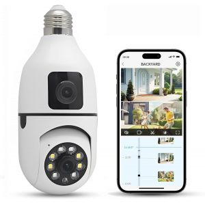 Caméra De Sécurité À Ampoule,Caméra Wifi 2.4G Hz (Dual Lens) - Neuf