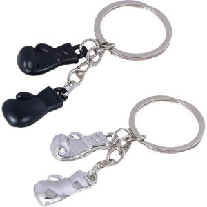 Kal-2 Pcs Porte-Cl&eacute;s Gants De Boxe En Acier Inoxydable, Porte Cl&eacute; Saint Valentin Cadeau, Personnalis&eacute; Porte Clef, Porte-Cl&eacute;s Boxe En M&eacute;tal, Sport Porte-Cl&eacute;s, Pour Famille, Des Couples, Diy - Neuf