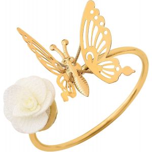 Eryi-Bracelet Papillon Bracelet En Or Ouvert Fleur Bracelet Manchette Accessoire De Bijoux De Poignet Pour Femme - Neuf
