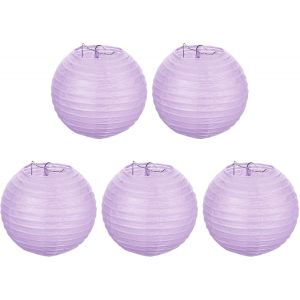 KALANKA-6"" Lanternes en Papier, 5 Pcs Lanternes Suspendues Rondes Décoration Chinoise/Japonaise pour Maison Anniversaire Mariage Noël Décoration De Classe, Violet Clair - Neuf