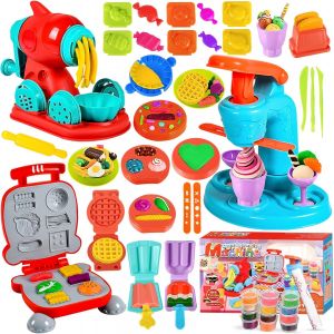 ERYI-51 Pièces Pâte À Modeler Pour Enfants, Accessoires Pour Créer Des Hamburgers Et Des Pizza, Outils De Pâte À Modeler, Avec 12 Pots - Neuf