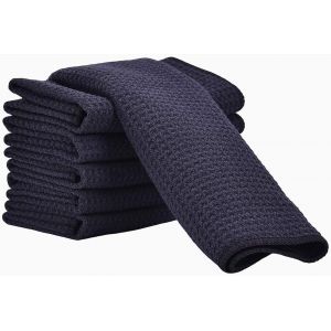 Eryi-Lot De 3 Torchons De Cuisine En Microfibre Super Absorbants À Séchage Rapide En Tissu Gaufré (Noir, 30 X 30 Cm) - Neuf