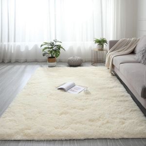Sjzg-Tapis Chambre Modernes De Salon Soft Tapis &Agrave; Poils Longs, Fausse Fourrure Shaggy Moelleux, Dessous Antid&eacute;rapant Lavable Tapis De D&eacute;coration Jaune 60 X 90 Cm - Neuf