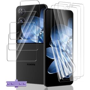 3 Pi&egrave;ces Flexible Protection D'&Eacute;cran Pour Xiaomi Mix Flip + 3 Pi&egrave;ces Verre Tremp&eacute; Protecteur D'&Eacute;cran Arri&egrave;re, Hd/Anti-Rayures, Protection &Eacute;cran Pour Xiaomi Mix Flip - Souple Tpu Film - Neuf
