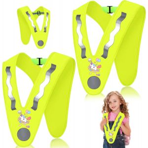 2 Pi&egrave;ces Gilet Reflechissant En V Enfant,Jaunes R&eacute;flecteur Haute Visibilit&eacute; S&eacute;curit&eacute; Gilet,Licorne Gilet De S&eacute;curit&eacute; Pour Enfant Pour 2-12 Ans Enfants,Pour Sport,Course,Cyclisme,Ecole.[B1105] - Neuf