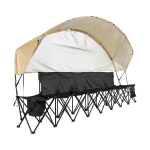 Ulteronixshop-Banc Pliant Portable &Agrave; 6 Places, Banc De Camping Pliable Avec Poches De Rangement, Porte-Gobelets Et Sac De Transport, Si&egrave;ge Lat&eacute;ral L&eacute;ger Avec Pare-Soleil Pour Football Et Baseball, No - Neuf