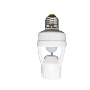 Douille E27, douille LED E27, détecteur de mouvement : douille avec détecteur de mouvement PIR 360°, E27, durée et lux réglables (119*56mm) - Neuf