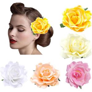 Kal-5 Pièces Fleur Broche Tête Ornement Mariée Femmes Rose Fleur Accessoires De Cheveux Pince À Cheveux De Mariage Danseuse De Flamenco - Neuf
