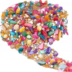 Tianyi-1m Cristal Strass Ruban, 20mm Rouleau D'emballage En Maille Arc-En-Ciel Bandes Bling Rouleau De Garniture En Strass Thermocollant Applique Perlée Pour Couture Artisanat - Neuf