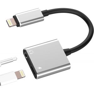 TRAHOO-Adaptateur pour Lightning &agrave; Aux Casque Jack(2 en 1) 3,5 mm Audio C&acirc;ble pour iPhone 14 &Eacute;couteurs Recharge R&eacute;partiteur pour Apple MFi Certifi&eacute; Chargeur C&acirc;ble pour iPad Headphone Accessoires Adap - Neuf
