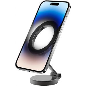 Support De T&eacute;l&eacute;phone Magn&eacute;tique pour Voiture, Rotation &agrave; 360&deg; du Support Magn&eacute;tique Universel pour Tableau De Bord De Voiture, Support Voiture Pliable avec Bras en Alliage Zinc(Gris) - Neuf