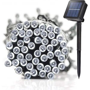 Kalanka-5m 50led Guirlandes Lumineuses Solaires 8 Modes &Eacute;tanche Blanc Lumi&egrave;re Guirlande Lumineuse Ext&eacute;rieur D&eacute;coration Pour Jardin Terrasse Balcon Fen&ecirc;tre Cl&ocirc;ture Arbre No&euml;l Mariage Fairy Lights - Neuf