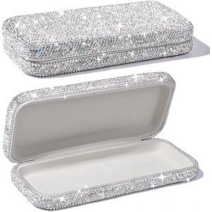 Kathlelxh-Étui À Lunettes De Soleil Hardcase, Bling Étui À Lunettes Avec Strass Diamant, Sunglasses Case Étui À Lunettes Hardcase Plat Étui À Lunettes De Soleil À Coque Dure Pliable[H1158] - Neuf