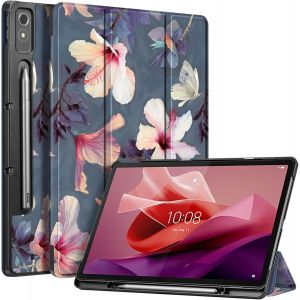 Coque Pour Lenovo Tab P12 12.7 Pouces 2023 (Tb370fu) - [Rangement De Stylet] Etui À Rabat Pliable Housse Rigide Et Fine Légère, Protection Pour Lenovo Tab P12 12.7"", Fleur Hibiscus - Neuf
