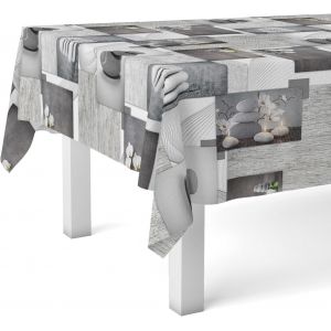 Zen Stones Nappe En Toile Cirée Unique 240 X 140 Cm - Neuf