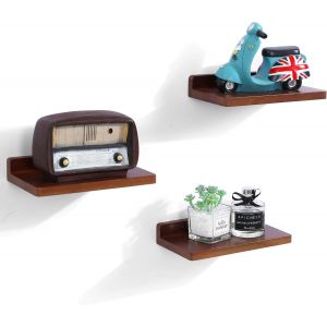 Cmwx-Lot De 3 Petites &Eacute;tag&egrave;res Murales Flottantes Pour Chambre &Agrave; Coucher, Salle De Bain, Cuisine - Noyer Fonc&eacute; - 12,7 X 21,6 Cm - Neuf