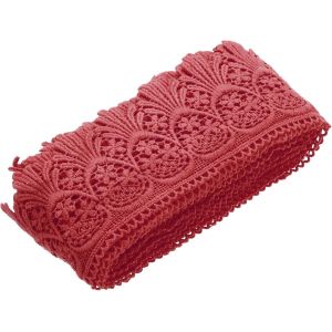 Sjzg-Ruban En Dentelle De Coton Extensible Pour Bricolage, Scrapbooking, V&ecirc;tements, Rideaux, Nappe, Tissu, D&eacute;coration De Mariage, Emballage Cadeau - 7,6 Cm X 4,8 M - Orange - Neuf