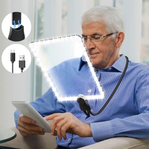 JEXNOVASHOP-5X Grande Loupe de Lecture avec Lumi&egrave;re, Rechargeable Lampe Loupe Mains Libres avec Col de Cygne Flexible, 25,7x18,7cm Lentille Ultra Claire, Parfaite pour la Lecture, R&eacute;parations, Coutur - Neuf