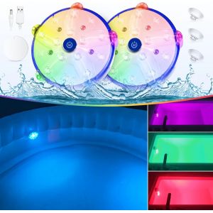 Lumière Piscine Flottante,Lumière pour Baignoire Changement de Couleur Rechargeables,Lumière Spa LED Sous Marine,Éclairage Piscine Submersible avec Aimant,Ventouses,Éclairage Submersible - Neuf