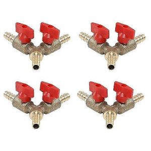 4pcs 3 voies d'arr&ecirc;t Vanne &agrave; bille / vanne pince raccord tuyau cannel&eacute; gaz combustible 8mm laiton Y type vanne &agrave; bille - Neuf