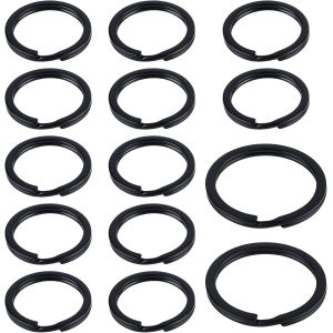 Kal-14 Pack Noir Anneaux Porte Clé Set De Anneau Porte Clés Plats De 25 Mm Et 32 Mm Attache Porte-Clés En Acier Fort Et Robuste Pour L'organisation Des Clés De Maison Et De Voiture Et Artisanat - Neuf