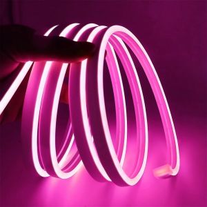 Ruban Led Néon Rose 5m, 12v Bande Led Lumineuse Néon Ip65 Etanche Découpable Silicone Bandeau Lumineuse Led Pour Intérieur Décoration, Chambre, Cuisine, Fête, Sans Adaptateur - Neuf