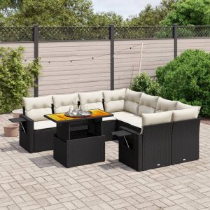 Prolenta Premium - Salon De Jardin 9 Pcs Avec Coussins Noir R&eacute;sine Tress&eacute;e - Neuf