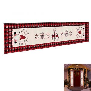 Banni&egrave;re de porte de garage de No&euml;l 300x35cm avec motifs de P&egrave;re No&euml;l et de renne pour d&eacute;coration int&eacute;rieure et ext&eacute;rieure - Neuf