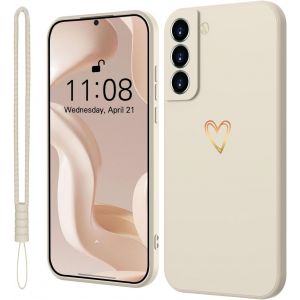 JGD-Coque de protection en silicone pour Samsung Galaxy S21 5G avec c?ur d'amour dor&eacute;, fine et r&eacute;sistante aux rayures, protection compl&egrave;te pour Samsung Galaxy S21 5G, beige - Neuf