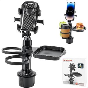 JGD-Support Telephone Porte Gobelet, 4 en 1 Plateau Porte-Gobelet Voiture, Porte-Gobelets pour Auto Base R&eacute;glable, Accessoires Auto Rotatif &agrave; 360 &deg; Portable pour Voyage en V&eacute;hicule - Neuf