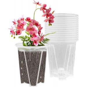ERYI-Pots À Orchidée Transparents - 12 Pièces Avec Trous, Diamètre 12Cm - Planter En Plastique Pour Fleurs Et Plantes - Neuf